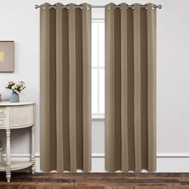 Joydeco Blackout Curtains 84 Inch Length 2 Panels Set, Thermal Insulated Long Curtains& Drapes 2 Burg, Room Darkening Grommet Drapes for Living Room Bedroom Window (W52 x L84 Inch, Khaki)