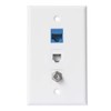 Coax Ethernet Phone Wall Plate - 1 Port Cat6 RJ45