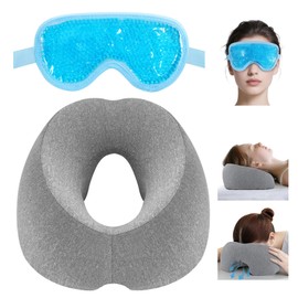 Face Down Pillow Massage Headrest for Bed, Breathable Memory Foam Face Down Pillow After Eye Surgery with Gel Eyemask for Recovery Sleeping Relaxation Massage Face Cradle for Bed Home Salon Spa