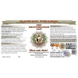 HawaiiPharm Pet Rejuvenation-Cat, Veterinary Natural Alcohol-Free Liquid Extract, Pet Herbal Supplement 2 oz