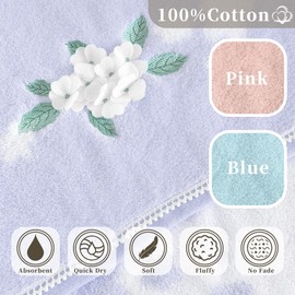VOOVA & MOVAS Cotton Towels Set of 3, 3PC Face Towels - 100% Cotton & Quick Dry - Lightweight Washcloth 14"x14", Soft Towel Set for Guest, Luxury Towel Gift, Purple
