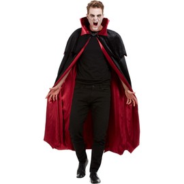 Smiffys Vampire Cape Black Velour with Red Lining Halloween