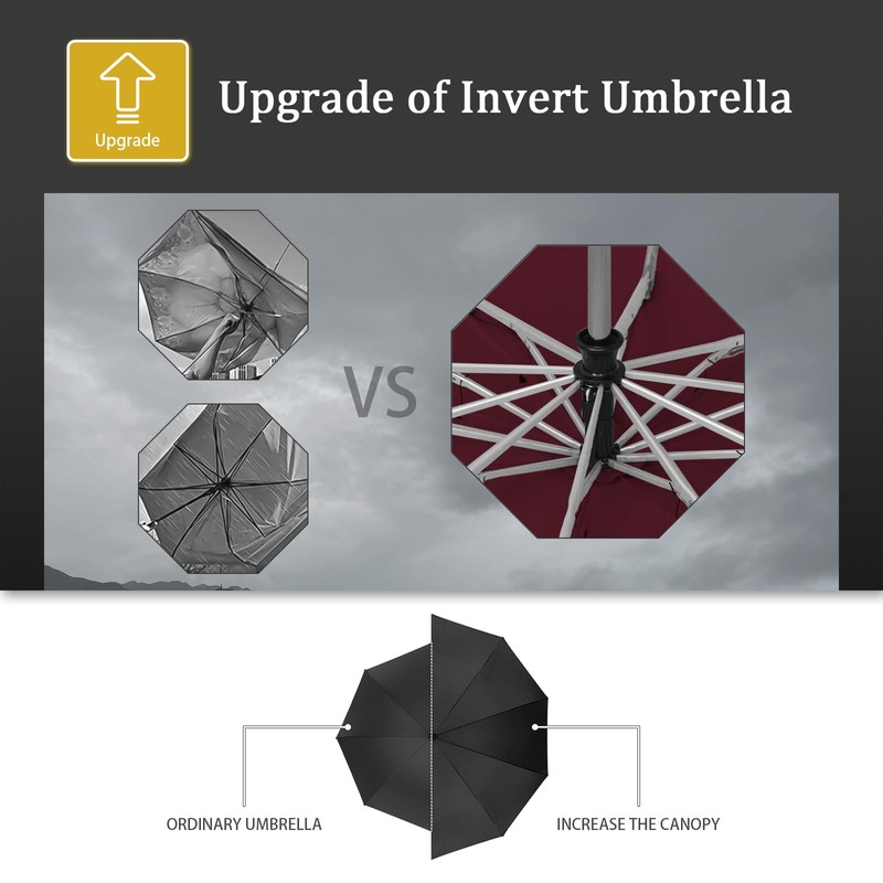 Pioggistar Windproof Umbrella for Men and Women, Inverted Umbrellas 10