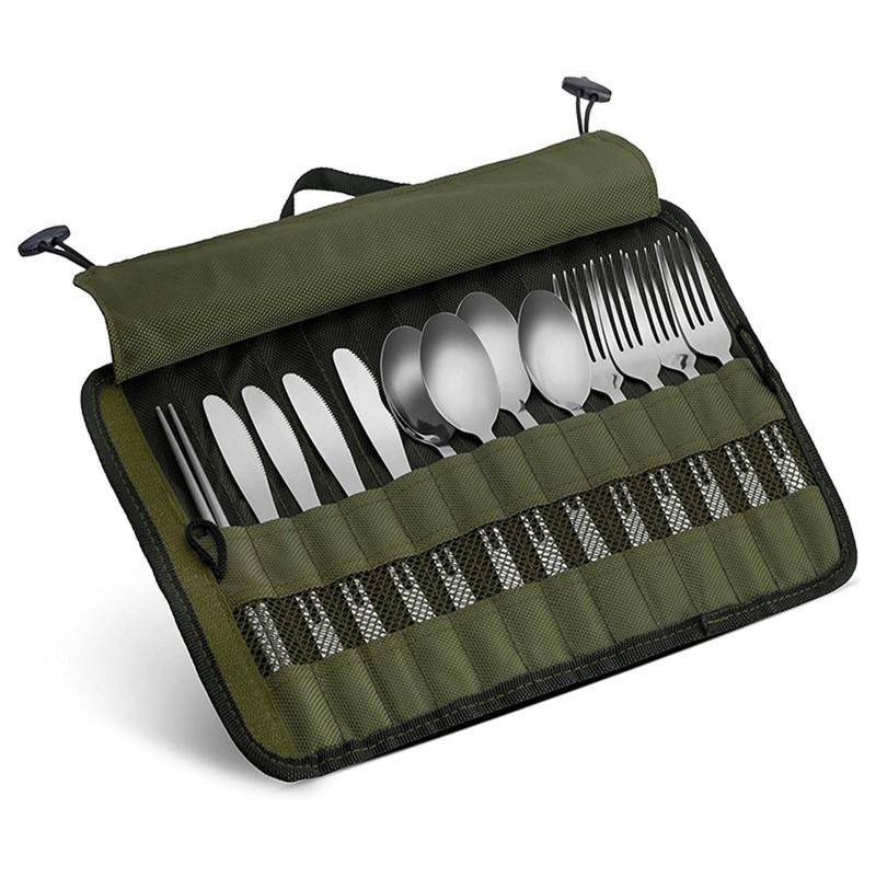 Cutlery Storage Bag Cooking Set Portable Roll up Pouch Bag