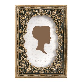 AELS 4x6 Inch Vintage Black Picture Frame, Elegant Antique Photo Frames with Glass Front, Photo Display, Tabletop Wall Hanging, Gift Ideas, Gold and Black