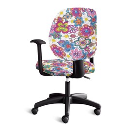 Wanzuoeng Cartoon Flower Printed Office Chair Protectors, Standard Size Office Chair Cover Suitable for Most Office Chairs, Comfortable Breathable Office Chair Covers Slipcover