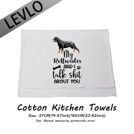 LEVLO Rottweiler Lovers Gift My Rottweiler and I Talk About You Kitchen Towel Dog Owner Dish Towel(My Rottweiler)