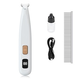 Putago Electric Dog Paw Trimmer with LED Light, Low Noise Rechargeable Pet Hair Shaver for Ears, Face, Rump and Small Areas, Dog Grooming Kit