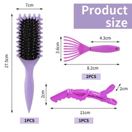 1 Elastic Curling Brush, 1 Comb Cleaning Claw, 2 Positioning Clips, Hair Comb Brush, Styling Curling Brush