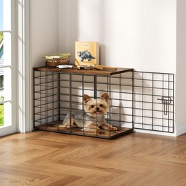 rechgosh 24in Extra Small Dog Crate Furniture, Indoor Kennel End Table under 10 lb，Stylish Durable Indoor Dog Kennel with Storage Top & Secure Lock, Decorative Pet Cage for Chihuahua Yorkie & XS Dog