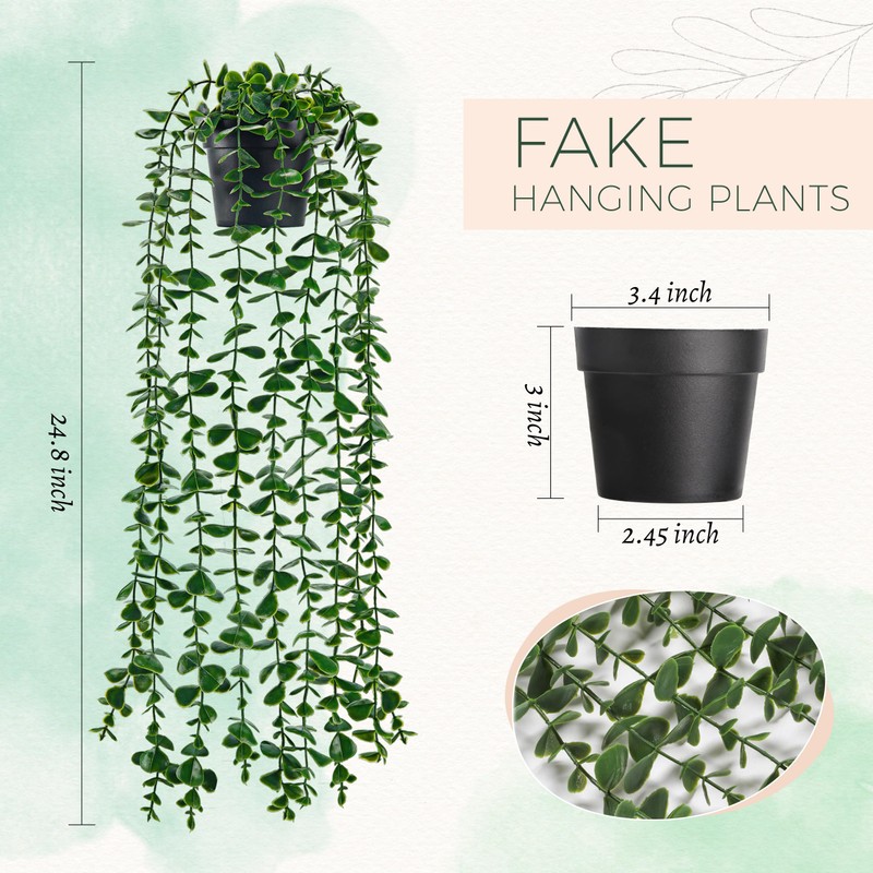 Der Rose 24.8'' Fake Hanging Plants Artificial Potted Eucalyptus Vine