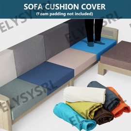 Garden Chair Seat Cushion Covers 40x40 45x45 50x50 Linen Fabric, Replacement Cushion Cover 3/5/8/10/15/20cm Thick with Zipper for Square Kitchen Dining Sofa Cushion(Color 18,70x70x5cm Thick)