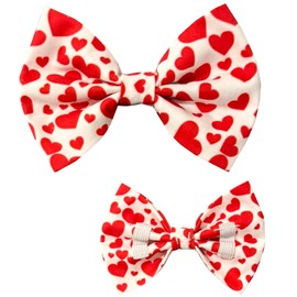 New Dogs Bow Tie Valentine's Day pink red LOVE Elastic Band attach COLLAR ACCESSORY UK (M)