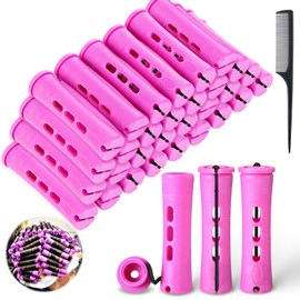 Xerteam 30 Pieces Perm Kit, Medium-Sized Hair Curlers Rollers Set with Elastic Rubber Band, Perm Rollers for Long/Short Hair, Rollers for Hair Curling Make Your Own Perm