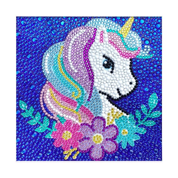 YJHAT 5D Diamond Painting Kits for Kids,DIY Unicorn Diamond Paste Painting by Number Kits,Gem Diamond Dots Art Craft Set for Kids Gifts and Decor,5.9 x 5.9 Inches