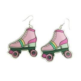 MIAIULIA Women Fashion Retro Roller Skate Earring Pink Roller Skates, Acrylic, No Gemstone
