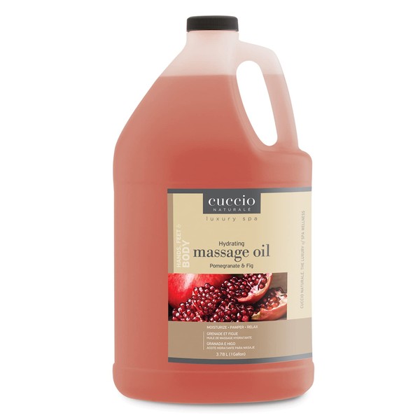 Cuccio Naturale Massage Oil - Renewing, Moisturizing Body Oil For Massage Treatment - Leaves Skin Soft and Glowing - Paraben Free With Natural Ingredients - Pomegranate and Fig - 1 gallon