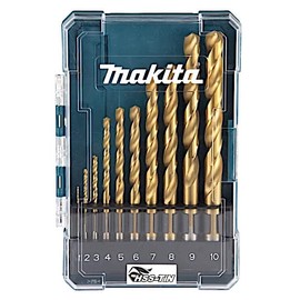 Makita HSS-TIN D-72849 Drill Bit, Set of 10, Case Included, Twist Drill, Drill Bit for Ironwork