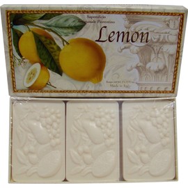 Saponificio Artigianale Fiorentino Lemon Decorative Italian Citrus Bath Soap 3 x 4.40 Oz Bars