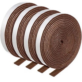 Zonon 4 Rolls 120 Inch Felt Strip with Adhesive Backing Felt Tapes Furniture Strip Rolls Self Stick Heavy Duty Polyester for Protecting Furniture and DIY Adhesive(Dark Brown,0.5 Inch)