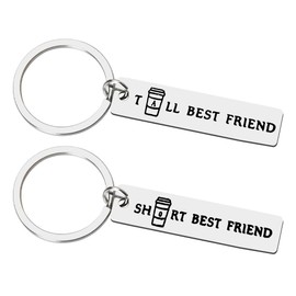 Best Friend Gift Keychain for Women Tall and Short Best Friend Coffee Gifts for 2 Boys Besties BFF friendship Gifts for Brother Sister Birthday Graduation Gifts for Best Friend Coffee Lovers Gifts