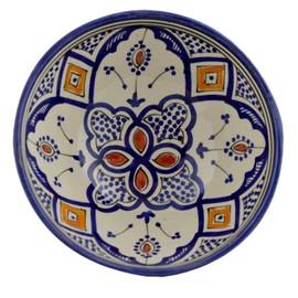 Treasures Of Morocco Ceramic Bowls Moroccan Handmade Serving Bowl Aqua 8" in diameter
