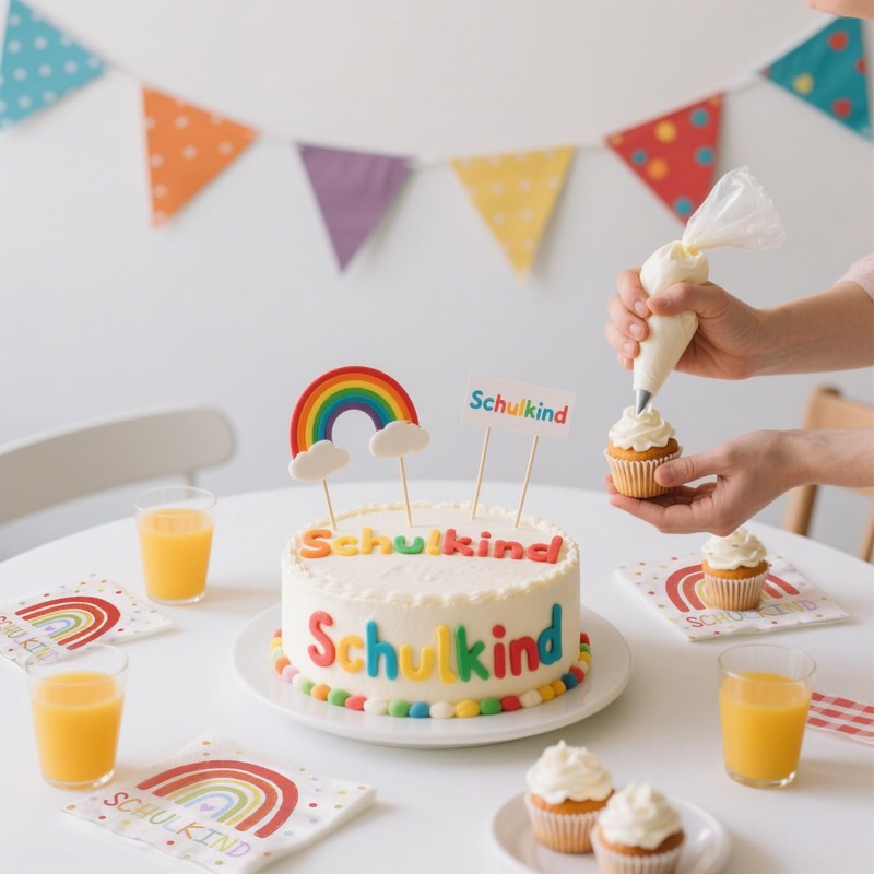 40 Stück Servietten Regenbogen Tischdeko Schulkind Schulanfang Deko Einschulung Mädchen
