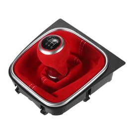 A ABSOPRO 6 Speed Car Manual Gear Shift Knob Boot for Volkswagen Golf MK7 2013-2018 Red