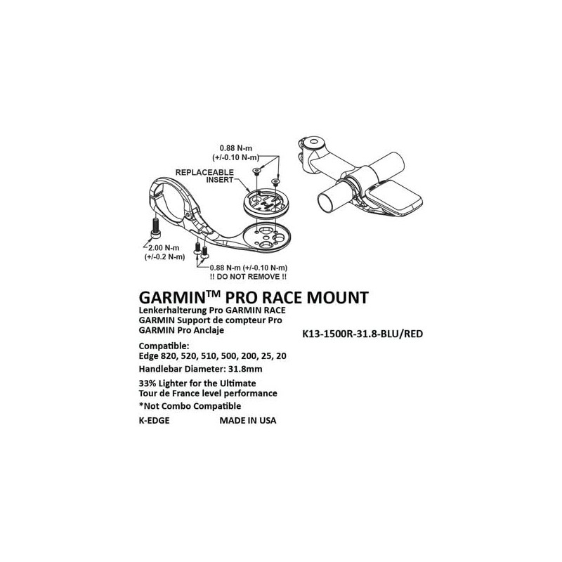 K-EDGE Garmin Race Mount Blue 31,8mm