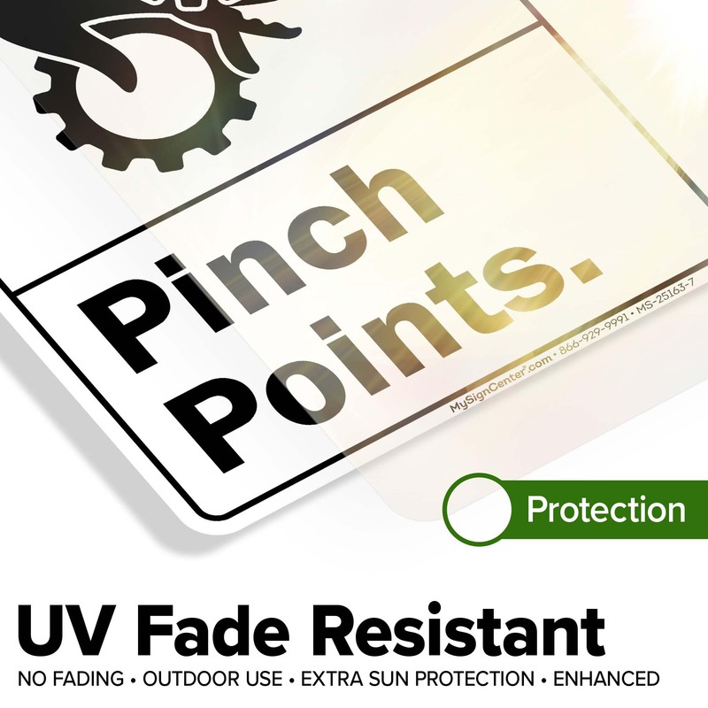 Warning Pinch Points With Graphic Sign, 10x7 Inches, 4 Mil