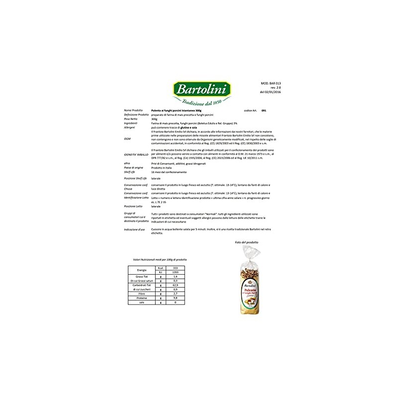 Polenta with Porcini 300 gr. - Frantoio Bartolini
