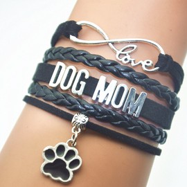 HHHbeauty Pet Dog Mom Paw Bracelet - Dog Memorial Paw Charm Bracelet for Women, Men, Girls, Boys, Dog Lovers