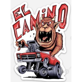 Muscle Car Camino STICKER - Ratfink Style American Made Rat Fink El Camino cam