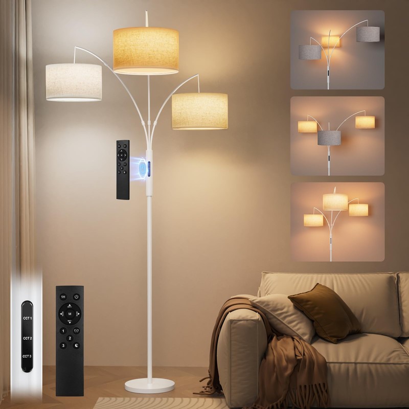 SIBRILLE 36W Dimmable Floor Lamp - 3 Lights Arc Floor