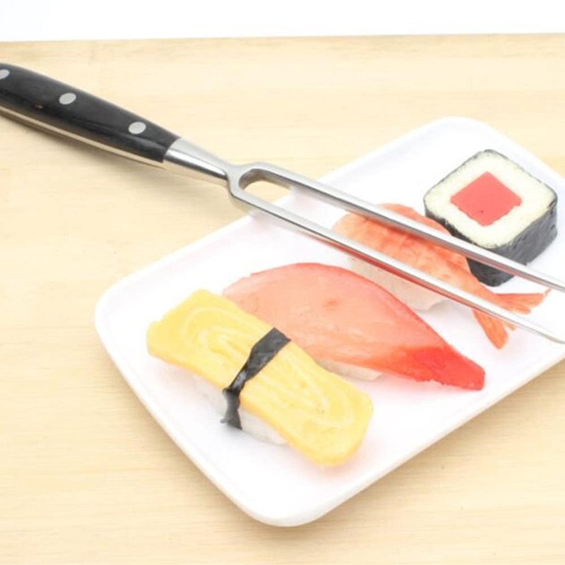 Stainless Steel Meat Fork Long Handle Cooking Tool Wooden Handle