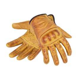 Genuine Leather Motorcycle Gloves, Racing Gloves Made with Genuine Sheep Skin Leather with Magic Closure Grip (X-Large, Yellow)