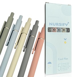 Nursify+ NurseFlex Gel Pens – 5-Pack Smooth Glide Fine Point Pens | Quick-Dry Black Ink for Nurses & Professionals (Cool Flex 0.5mm)