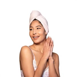 KISMETICS - Tee Shirt Drying Wrap, Frizz Free, Soft & Lightweight, Hair Drying Turban, Gentle Drying Towel Wrap with Button, for Long Hair (Pink)