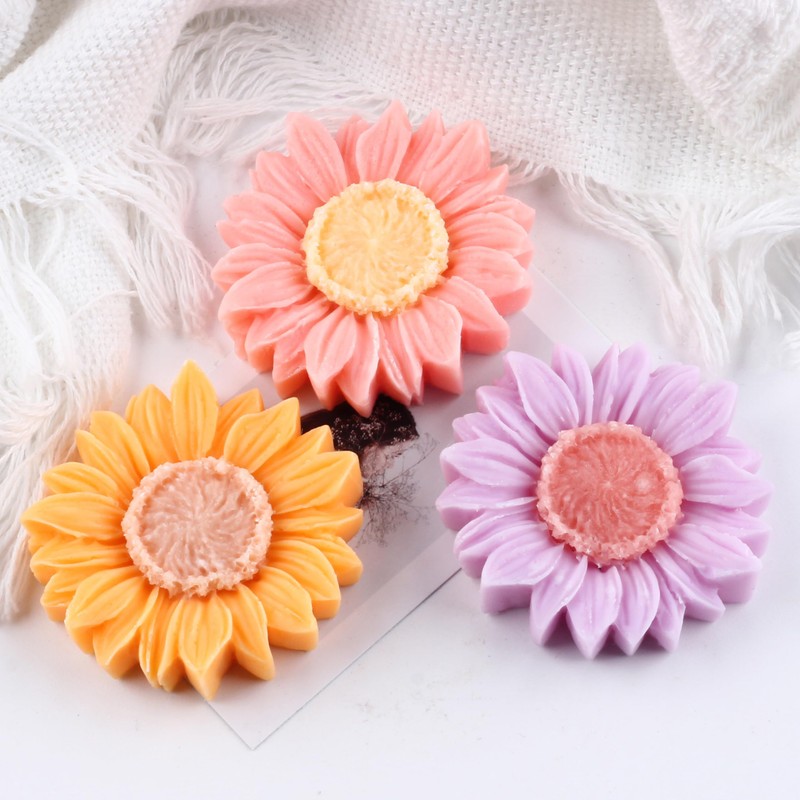 XIAOSHUI Sunflower Candle Mold Daisy Flower Candle Silicone Molds Flower