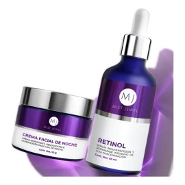 MIST JEWEL | Pack facial de noche con serum retinol 50ml y crema nocturna 50g para hombres y mujeres reparación y renovación | Paquete cuidado facial 