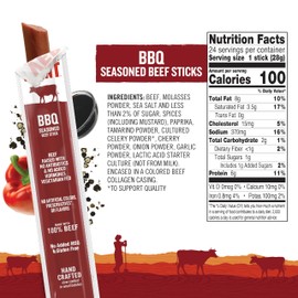 Snack Sticks by Vermont Smoke & Cure – BBQ Seasoned – Beef – Healthy Meat Protein – 1oz Jerky Stick – 24 count carton