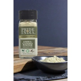 Pride of India – Natural Ashwagandha Root Ground – Health Benefits – Good for Energy Level/Body Functions – No Gluten/Additives – Easy To Use – 1.6 oz. Small Dual Sifter Jar