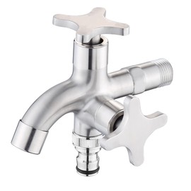 Stainless Steel Washing Machine Faucet with Standard G1/2 Connection Hose, Corrosion Resistant, For Washing/Bathroom/Bathroom/Veranda/Garden/Outdoor Use