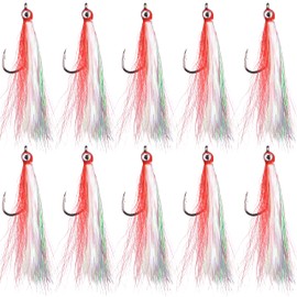 Bucktail Teasers Fishing Hook Fly Streamer Flies, Classic Clouser Minnow Fishing Flies Streamers Fly Fishing Lures for Trout Bass Saltwater Freshwater, Pack of 10