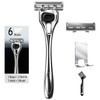 Men's Razor 6-Blade + TOP Trimmer, 1 Handle + 2