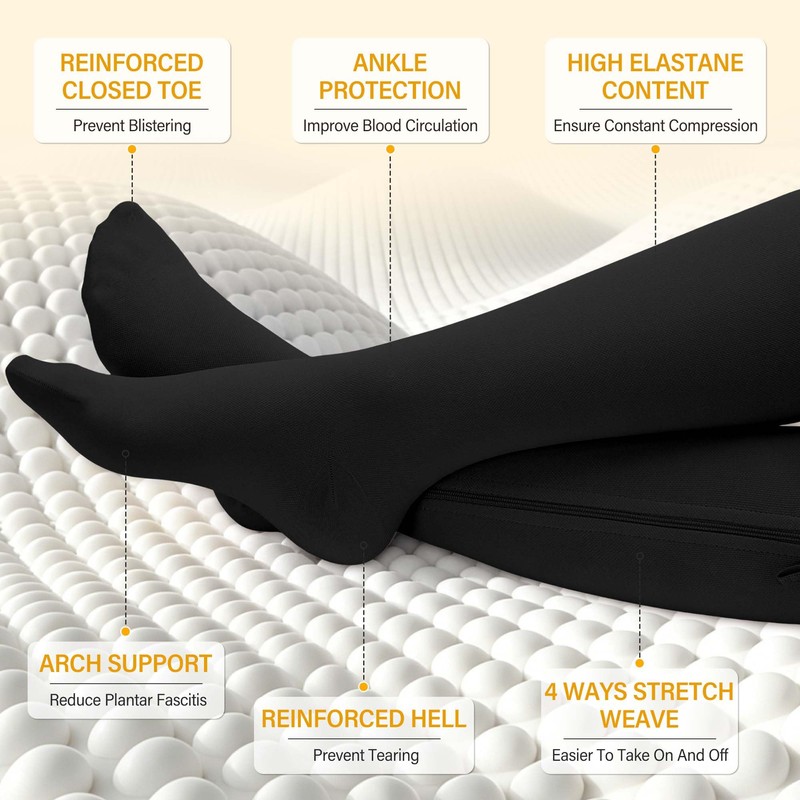 Myshear Zipper Compression Socks Medical, 15-20 mmHg Knee High Zip