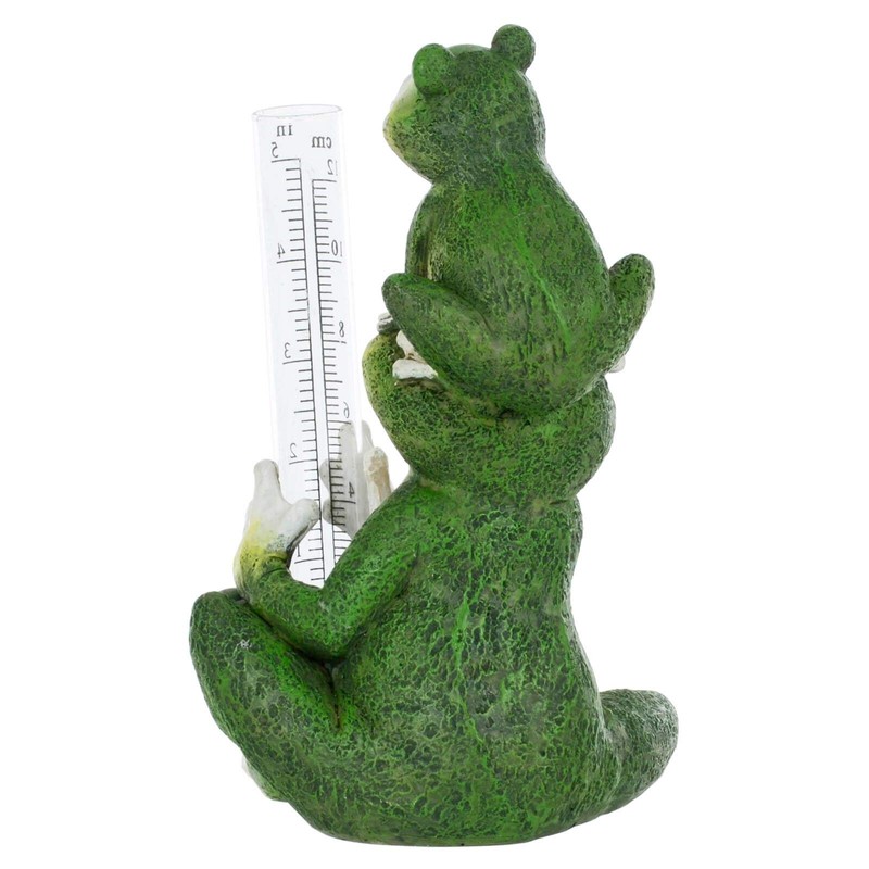 Azuma Novelty Frogs Rain Gauge 5" Measure Rainfall Resin Garden