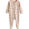 NEXT Embroidered Baby Pyjamas 3 Pack, Brown/Cream