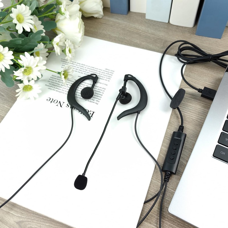 Xintronics USB Headphones Over Ear Earbuds with Microphone, Wired Ear