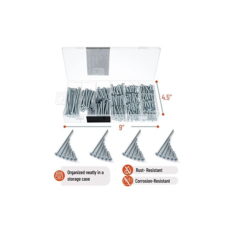 Mr. Pen- Machine Screw Assortment Kit, 370 Pcs: #6-32 Flat